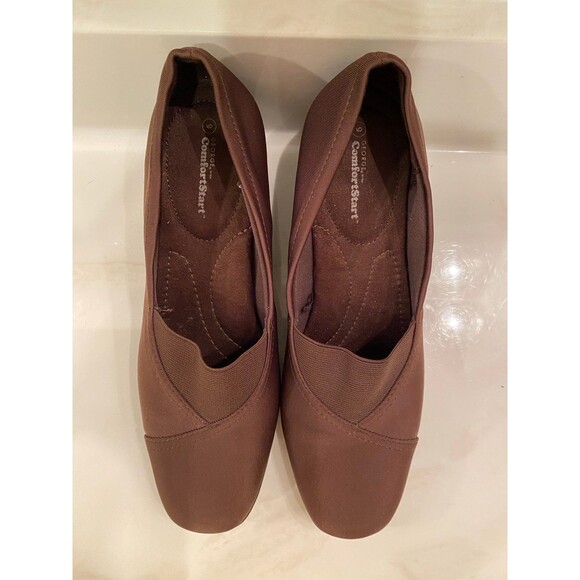 George Comfort Start Slipon Womans Brown Semi Wedge Heels Stylish size 9 EUC - Picture 6 of 9